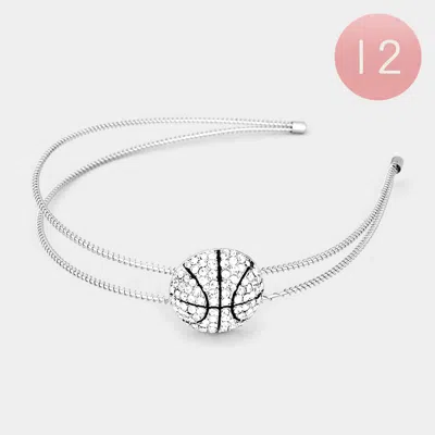 Fashnzfab 12pcs - Crystal Pave Basketball Headbands In Pink