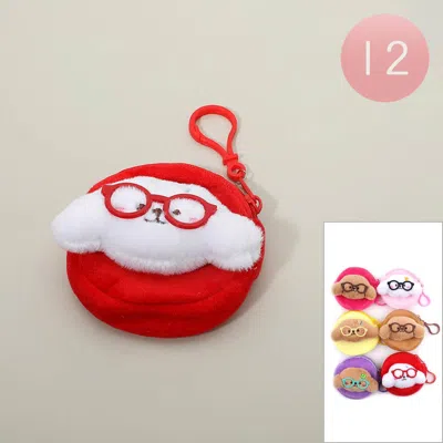 Fashnzfab 12pcs - Cute Animal Fuzzy Plush Mini Con Purse Keychains In Multi