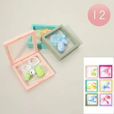 Fashnzfab 12pcs - Cute Bell Mini Clog Shoes Charm Bag Charm Keychains In Pink