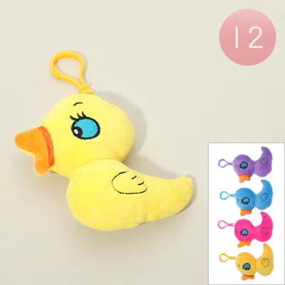Fashnzfab 12pcs - Cute Plush Doll Duck Bag Charm Keychains In Pink