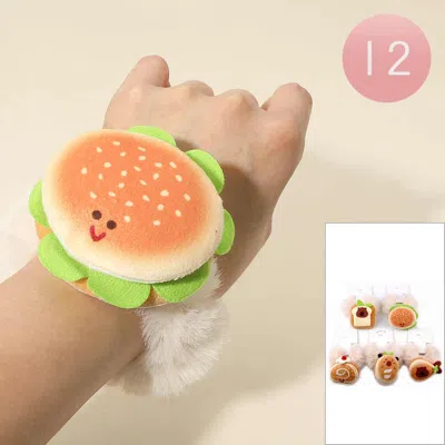 Fashnzfab 12pcs - Cute Plush Food Fuzzy Fur Scrunchie Hair Bands In Multi