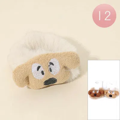 Fashnzfab 12pcs - Cute Plush Puppy Face Fuzzy Scrunchie Hair Bands In Multi