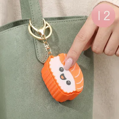 Fashnzfab 12pcs - Cute Salmon Sushi Clicker Fidget Bag Charm Keychains In Orange