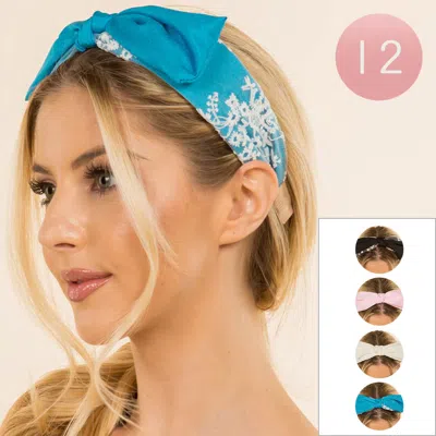 Fashnzfab 12pcs - Embroidered Knot Headbands In Multi
