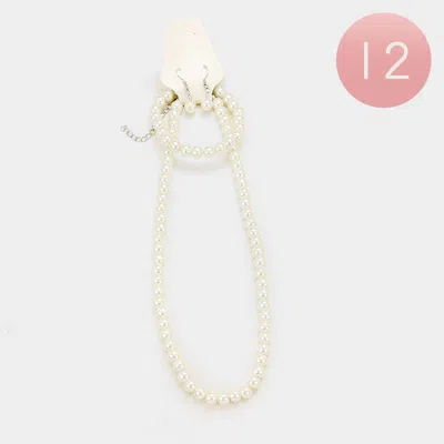 Fashnzfab 12pcs - Faux Pearl Necklace Set In Pink