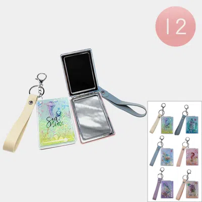 Fashnzfab 12pcs - Floating Glitter Sea Dream Sea Life Printed Cosmetic Mirrors Keychains In Multi