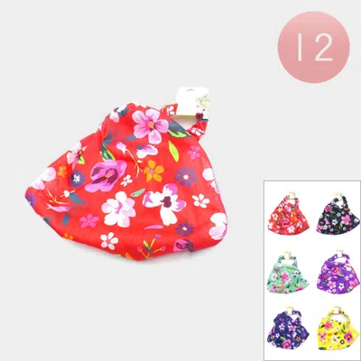 Fashnzfab 12pcs - Flower Pattern Printed Stretch Elastic Headbands In Multi