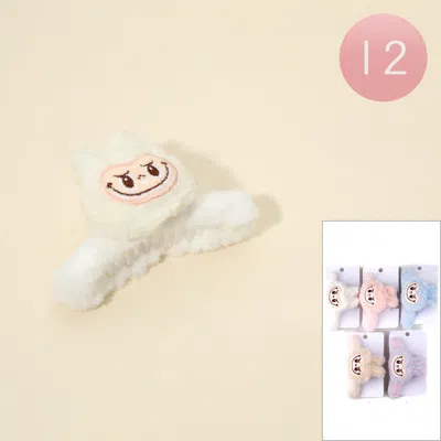 Fashnzfab 12pcs - Fluffy Monster Bunny Plush Doll Hair Claw Clips In Multi