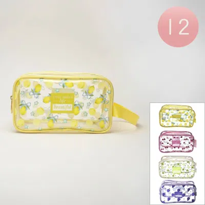 Fashnzfab 12pcs - Fruit Pattern Print Clear Cosmetic Makeup Travel Organizer Pouch Bags In Multi