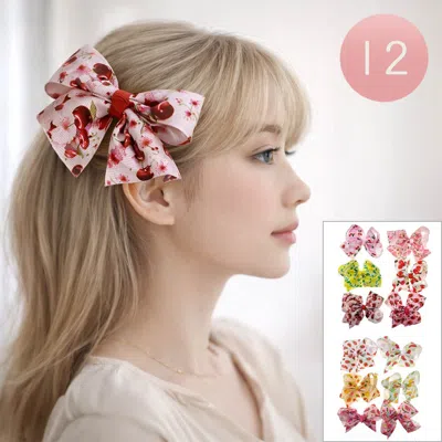 Fashnzfab 12pcs - Fruit Print Bow Hair Clips In Multi