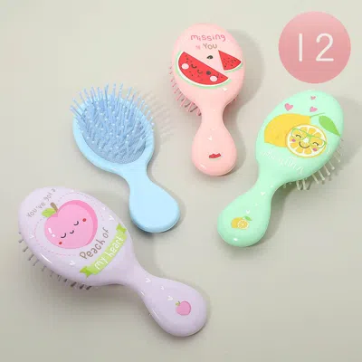 Fashnzfab 12pcs - Fruit Print Mini Detangling Hair Brushes In Multi