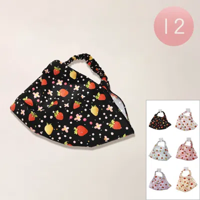 Fashnzfab 12pcs - Glittered Floral Fruit Pattern Hair Scarf Wraps In Multi