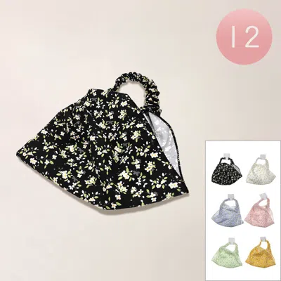 Fashnzfab 12pcs - Glittered Floral Pattern Hair Scarf Wraps In Black