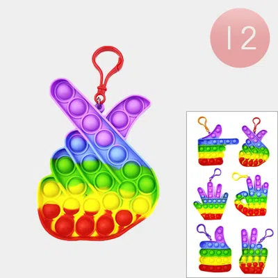 Fashnzfab 12pcs - Hand Sign Push And Pop It Fidget Kids Toys Type A