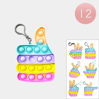 Fashnzfab 12pcs - Hand Sign Push And Pop It Fidget Kids Toys Type B