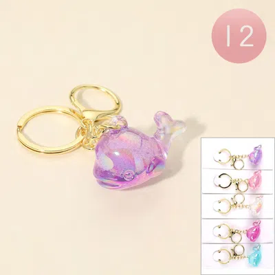 Fashnzfab 12pcs - Iridescent Dolphin Charm Keychain Bag Charms In Multi