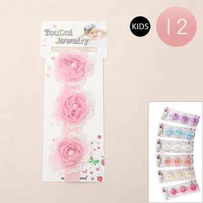 Fashnzfab 12pcs - Kids Floral Lace Stretch Headbands In Multi