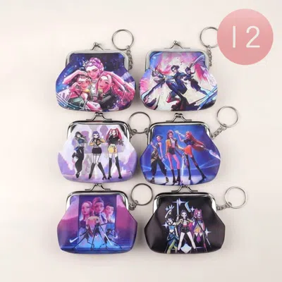 Fashnzfab 12pcs - Kpop Demon Hunters Character Printed Coin Purse Keychain Pouch Bags In Multi
