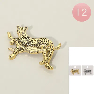 Fashnzfab 12pcs - Leopard Pin Brooches In Gold