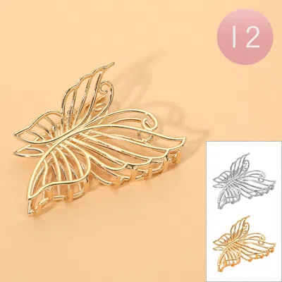 Fashnzfab 12pcs - Metal Butterfly Hair Claw Clips In Multi