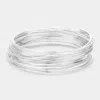 Fashnzfab 12pcs - Metal Stackable Bangle Bracelets Rhodium In Silver