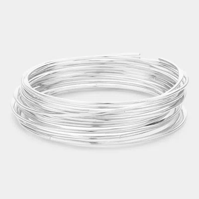 Fashnzfab 12pcs - Metal Stackable Bangle Bracelets Rhodium In Silver