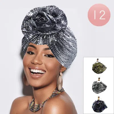 Fashnzfab 12pcs - Metallic Turban Hats In Silver