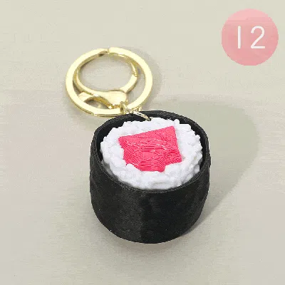 Fashnzfab 12pcs - Mini Sushi Roll Clicker Fidget Bag Charm Keychains In Multi