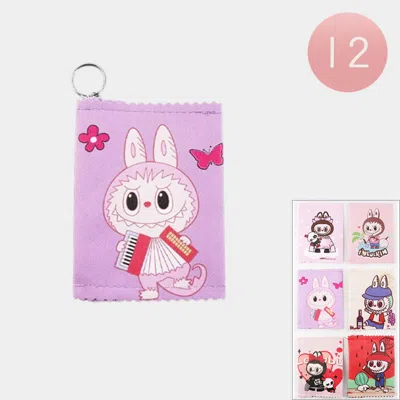 Fashnzfab 12pcs - Monster Bunny Character Mini Coin Pouch Keychain Bags In Multi