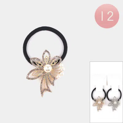 Fashnzfab 12pcs - Pearl Pointed Flower Accented Stretch Hairbands In Multi