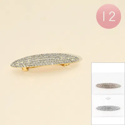 Fashnzfab 12pcs - Rhinestone Oval Barrettes In Gold