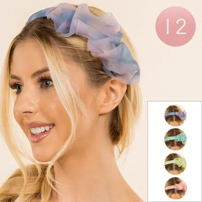 Fashnzfab 12pcs - Sheer Ruffle Headbands In Multi