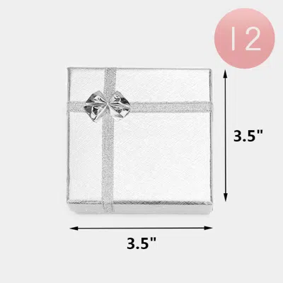 Fashnzfab 12pcs - Simple Bow Deco Square Gift Boxes 3.5" X 3.5" X 1.2"