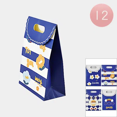 Fashnzfab 12pcs - Smile Flower Cake Flower Message Print Folding Gift Bags