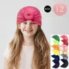 Fashnzfab 12pcs - Solid Kids Turban Hats In Multi