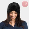 Fashnzfab 12pcs - Solid Turban Hats In Black