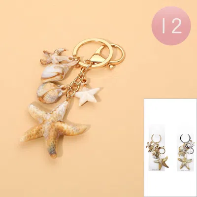 Fashnzfab 12pcs - Starfish Seashell Charm Embellished Drop Bag Chain Keychains In Multi