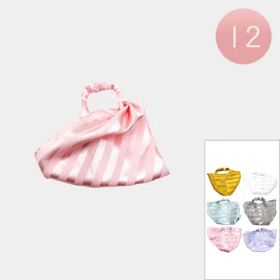 Fashnzfab 12pcs - Striped Pattern Printed Stretch Elastic Headbands In Multi