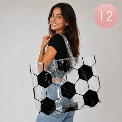Fashnzfab 12pcs - Transparent Clear Soccer Shoulder Tote Bags In Multi
