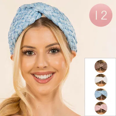 Fashnzfab 12pcs - Wide Braided Knot Headbands In Multi