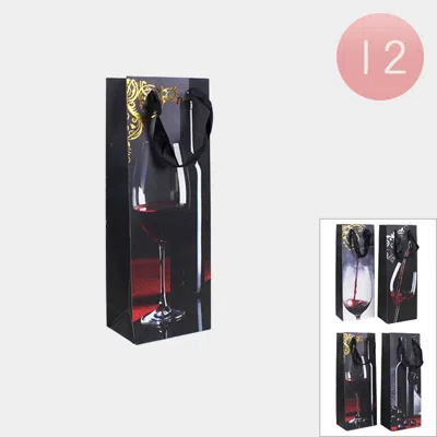 Fashnzfab 12pcs - Wine Glass Printed Wind Gift Bags In Multi