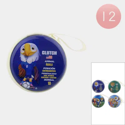 Fashnzfab 12pcs - World Cup Soccer Theme Animal Character Printed Round Mini Coin Pouch Bags In Multi