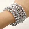 Fashnzfab 13pcs - Metal Ball Beaded Stretch Multi Layered Bracelets In Multi