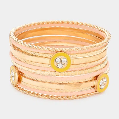 Fashnzfab 13pcs - Multi Layered Bracelets In Pink