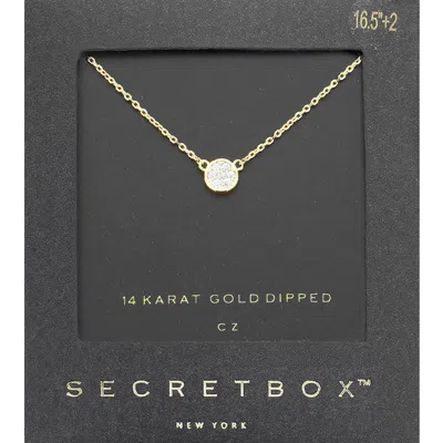 Fashnzfab 14 K Gold Dipped Cz Pave Mini Pendant Necklace In Multi