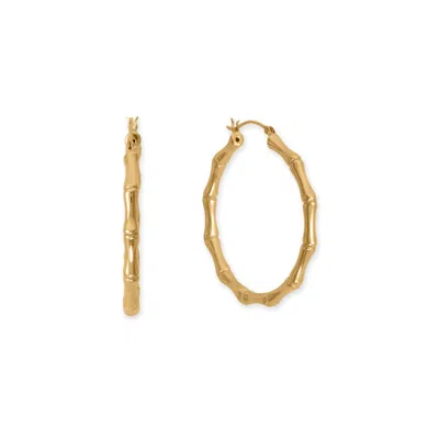 Fashnzfab 14 Karat Gold Plated 44mm Bamboo Hoop Earrings