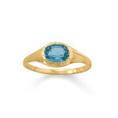 Fashnzfab 14 Karat Gold Plated Blue Topaz Ring In Multi