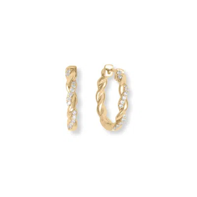Fashnzfab 14 Karat Gold Plated Cz Full Twist Hoop Earrings In Red