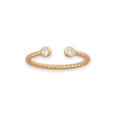 Fashnzfab 14 Karat Gold Plated Cz Twist Cable Ring