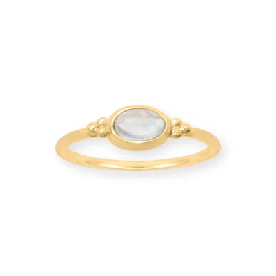 Fashnzfab 14 Karat Gold Plated Dainty Rainbow Moonstone Ring In Neutral
